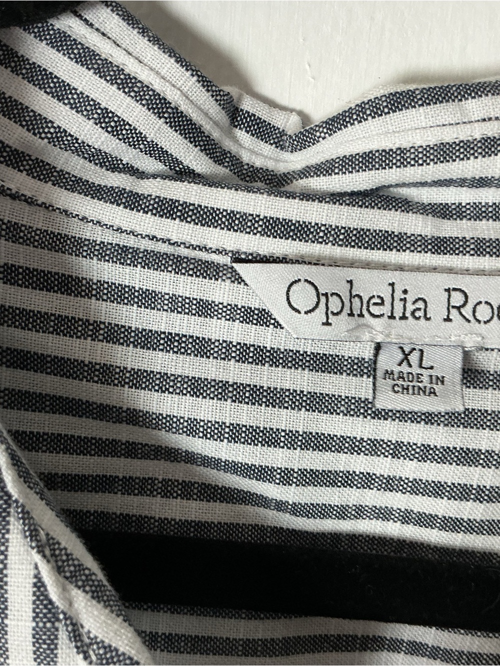 Ophelia Roe Striped Shirt Dress XL 100% Cotton Black White Midi Belted Pockets - Picture 2 of 11